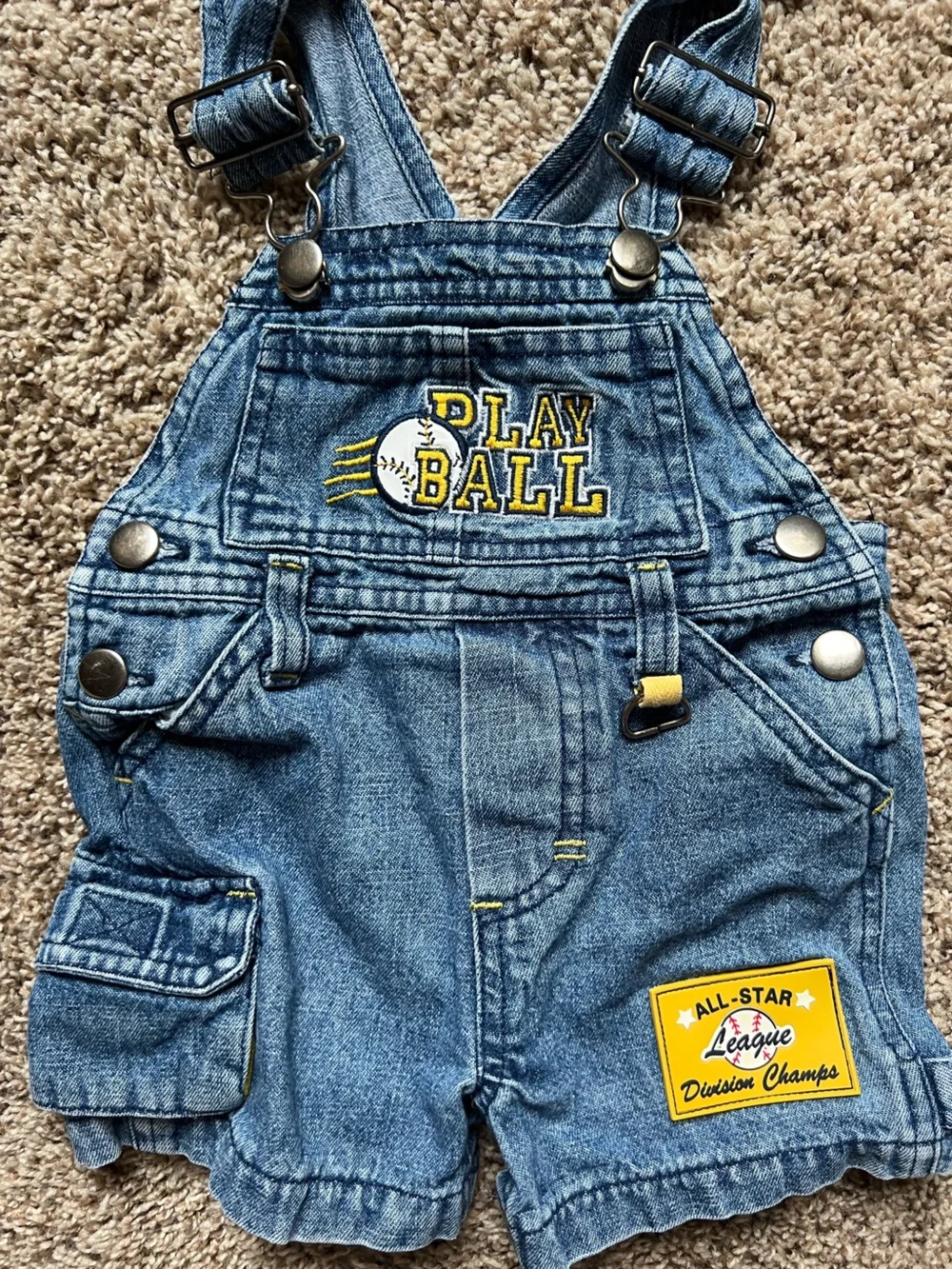 Vintage Baby Bundle OshKosh B'gosh Blue Onesie Denim Overalls Set